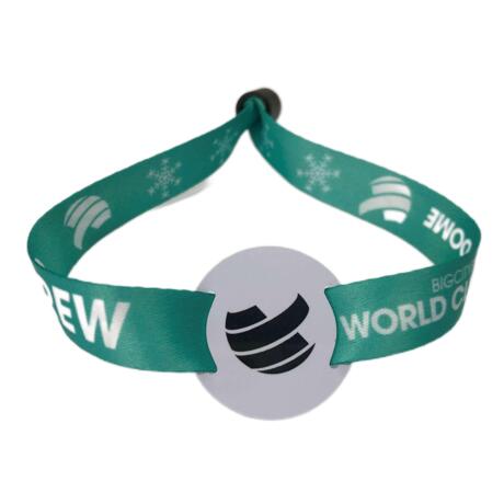 RFID Fabric-band is the most popular and classic type for events with reasonable cost , the woven band , Barrel Lock , MINI RFID part can be customized , there are many options from all materials ;
